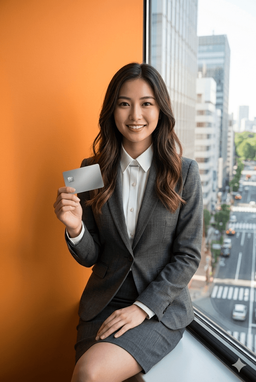クレジットカードを持った女性
